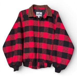 California Outerwear Buffalo Plaid bomber style fleece jacket XL